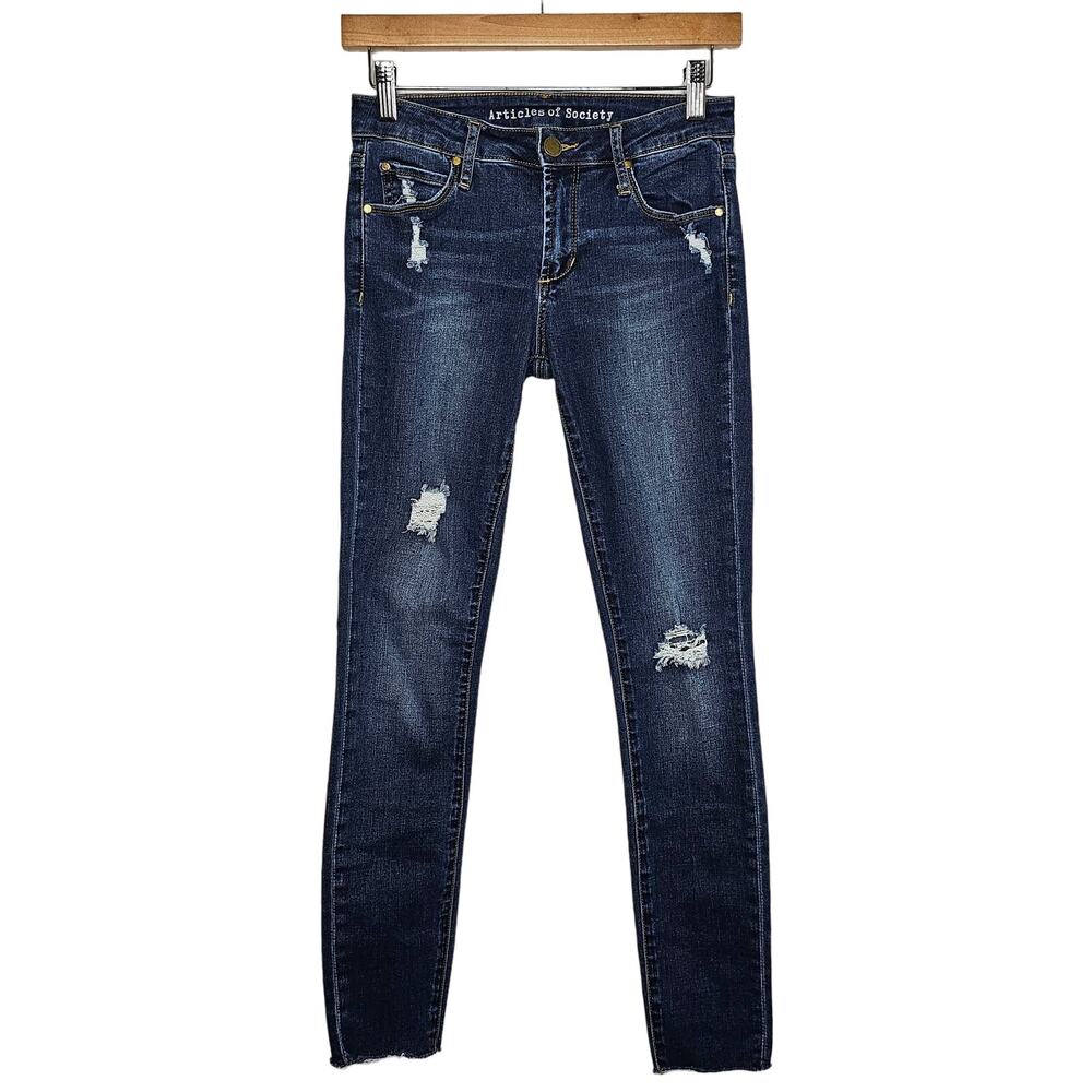 Articles of Society Women's Mid Rise Distressed Skinny Jeans Size 25 Stretchy